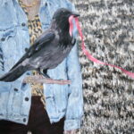 Clara Lundgrens painting depicts a crow perched on a hand.